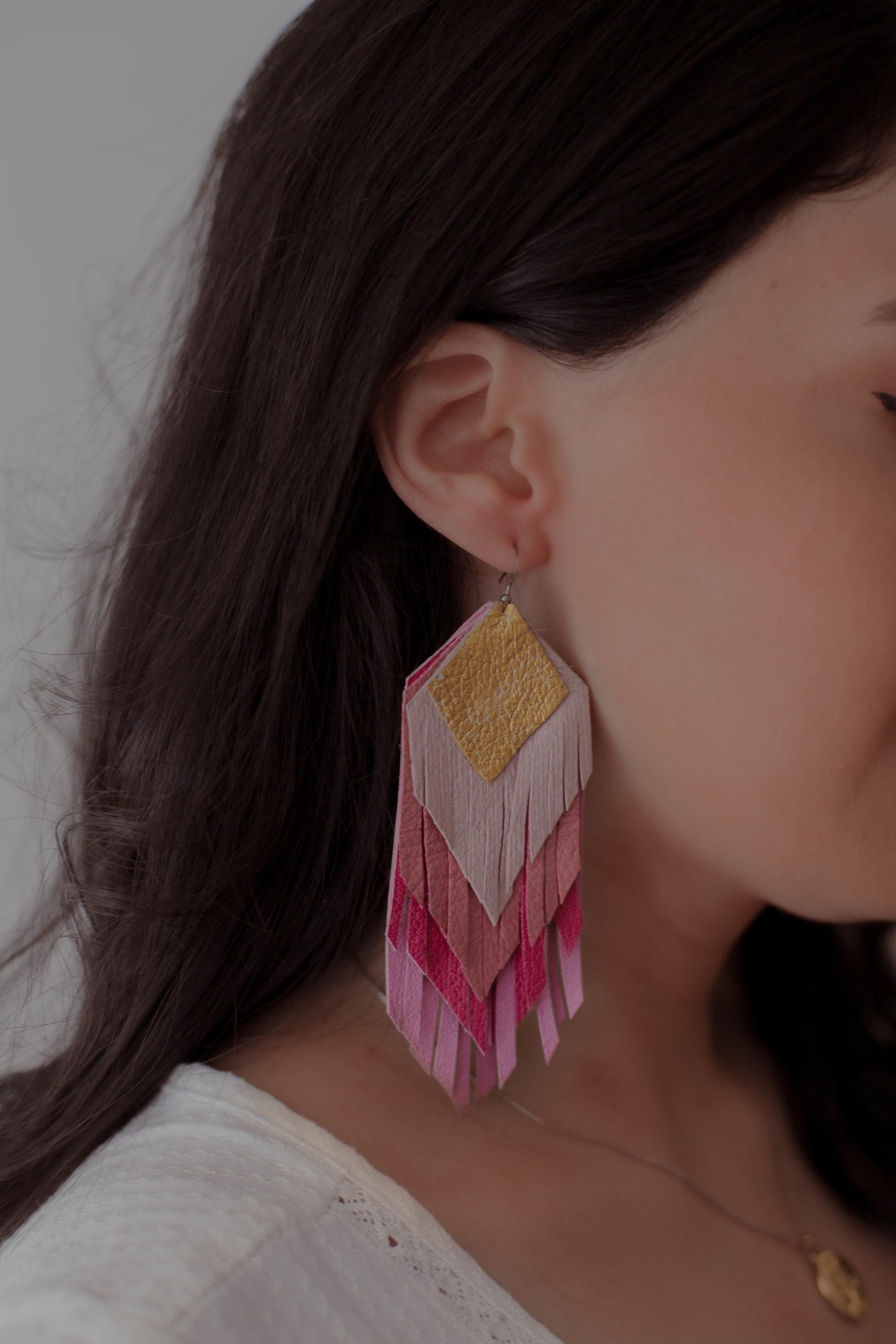 Pink tassel clearance earrings nz