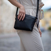 black leather crossbody handbag