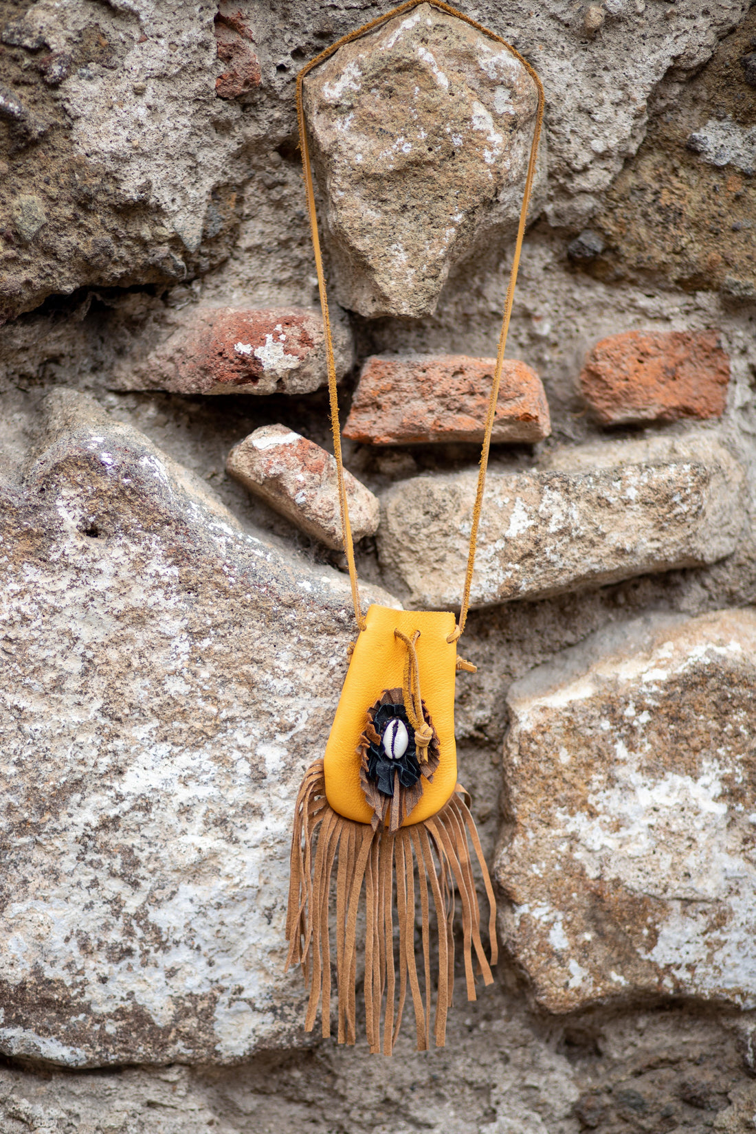 Boho chic leather necklace bag