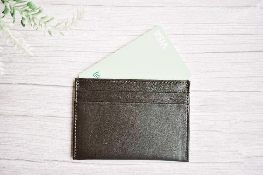 black leather cardholder