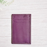 purple leather cardholder