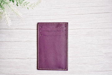 purple leather cardholder