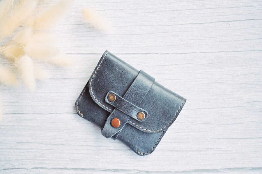 Blue leather cardholder