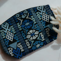 Blue handmade travel pouch bag