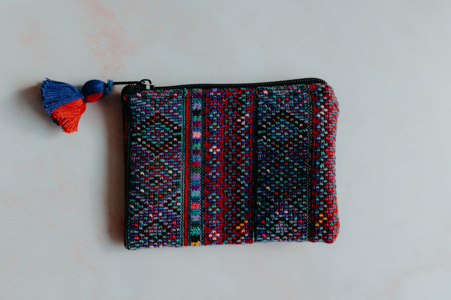 Mini upcycled pouch bag