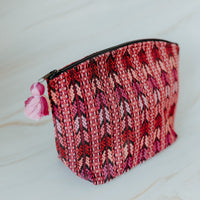 Pink handmade travel pouch bag
