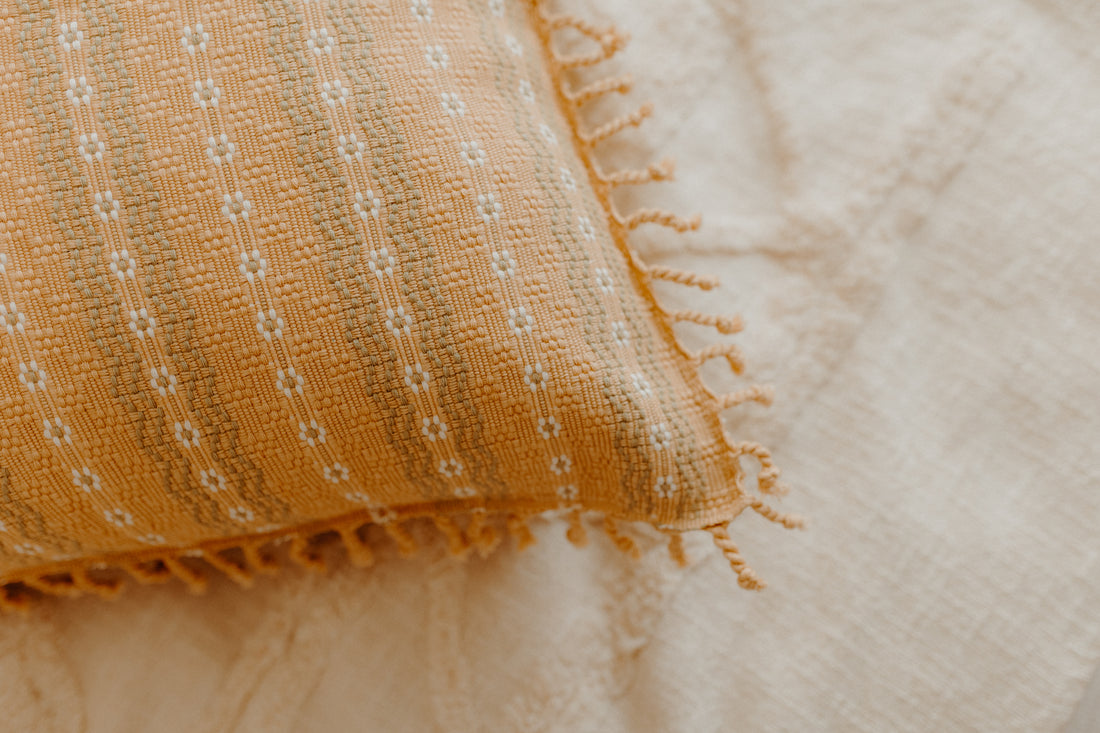 Close up beige cushion cover