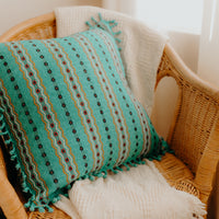 Turquoise handmade cushion cover