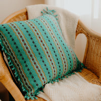 Handmade cushion cover in armchair
