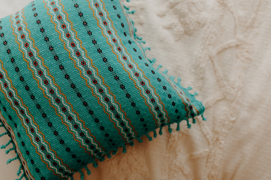 Turquoise cushion cover