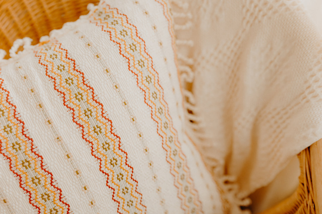 Close up white cushion cover