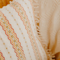 Close up white cushion cover